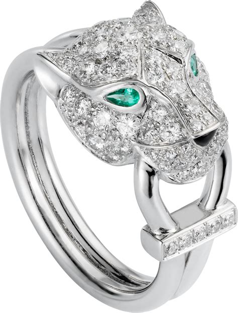 panthère de cartier ring white gold diamonds emeralds onyx|panthere de cartier ring price.